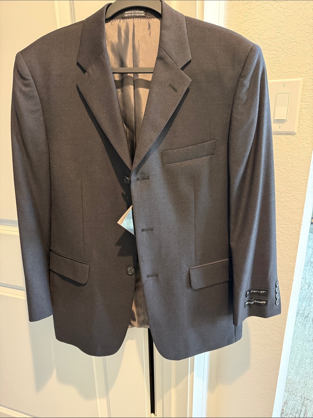 Men's Charcoal Gray Two-Button Blazer